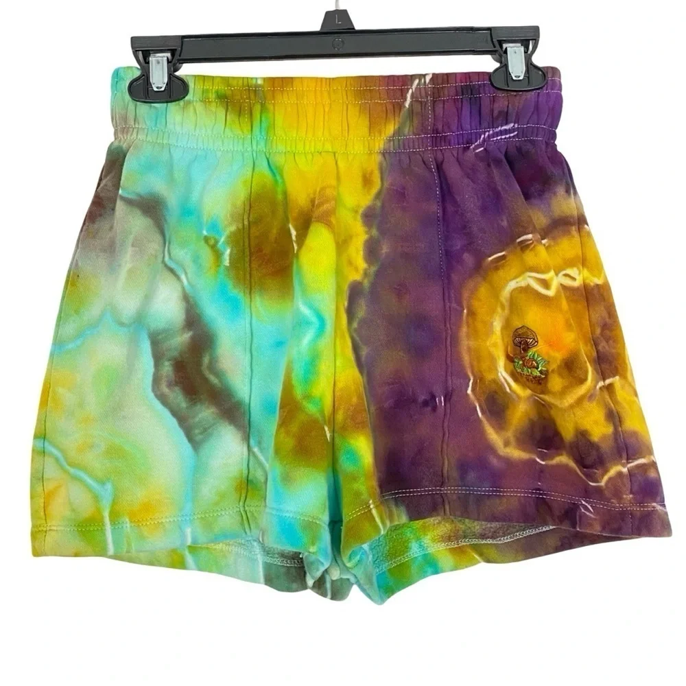 Nike Tie Dye Shorts Womens Size Small Mushroom Embroidered Limited Edition Gold